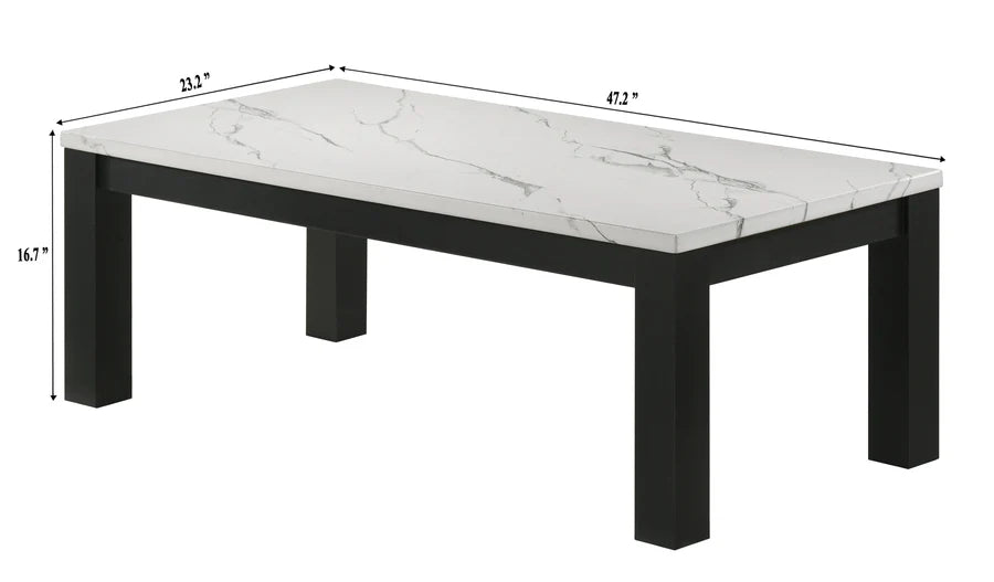 Ivy White Faux Marble 3-Piece Cocktail Set