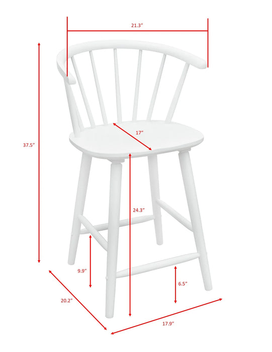 Janna Counter Height Wooden Stool, White