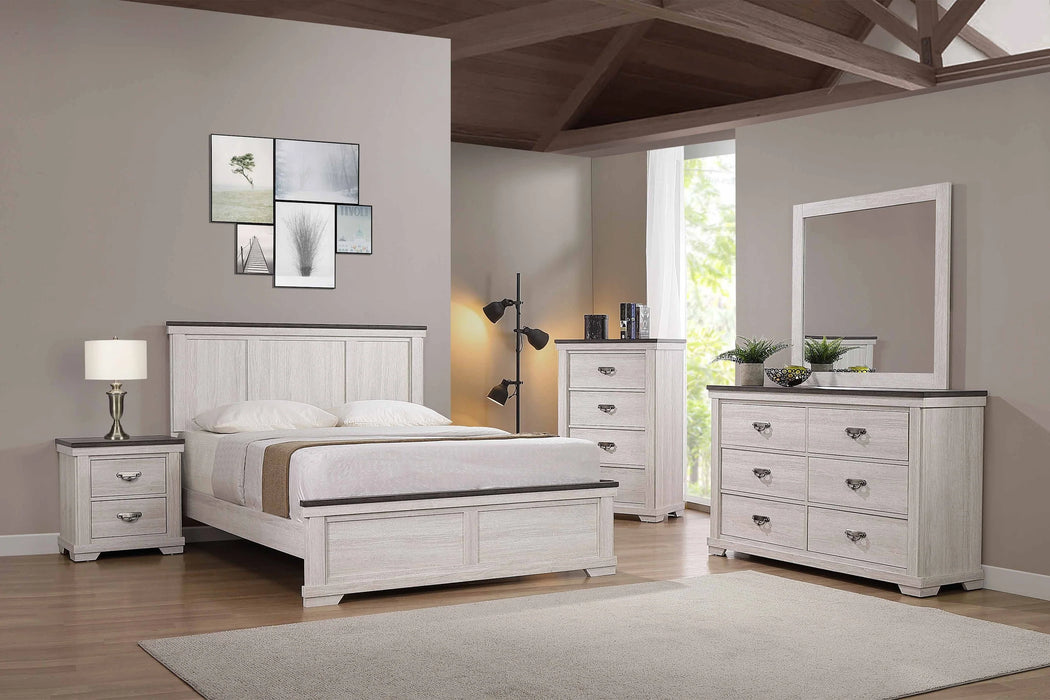 Brand New 5 Pc In Stock Fall Home Sale Leighton Cream/Brown Panel Bedroom Set
