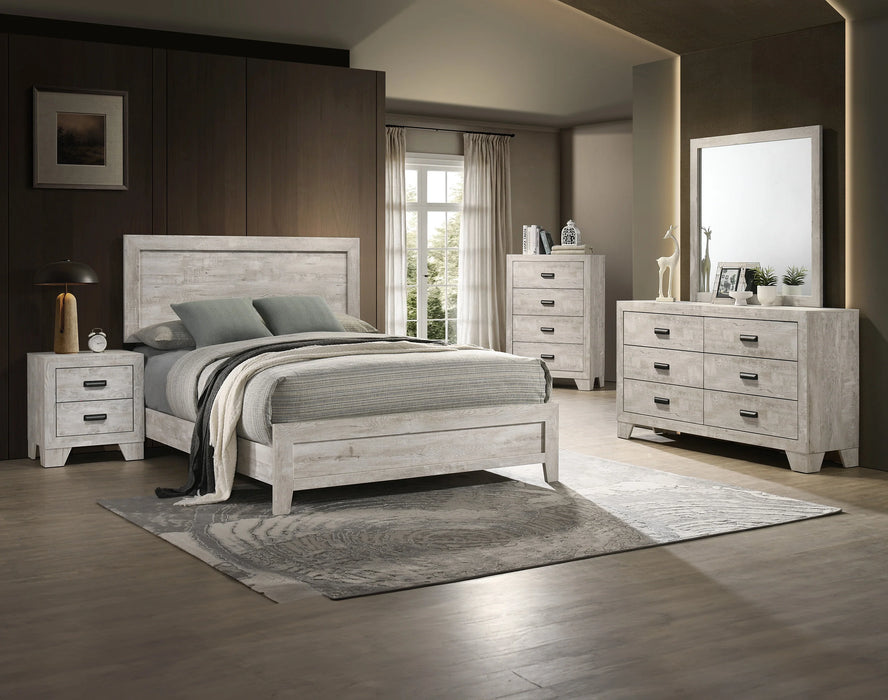 Brand New 5 Pc Millie Whitewash Panel Bedroom Set