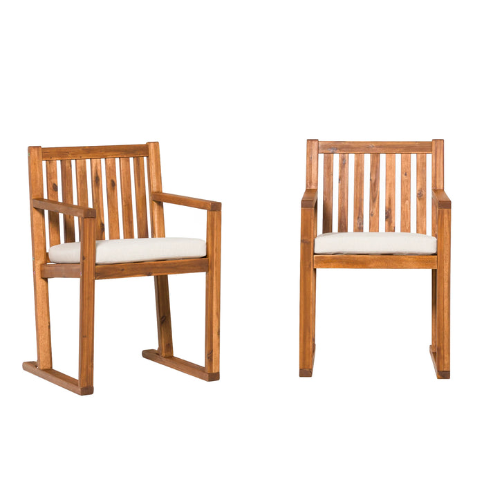 Dining Chairs Set of 2 Prenton Modern Slat Back Wood Stylish Outdoor Comfort for Your Patio - Brown