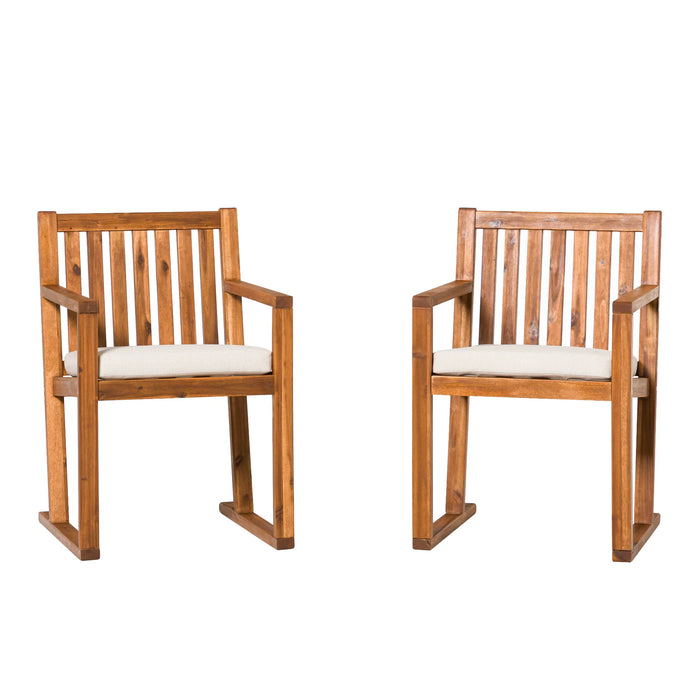 Dining Chairs Set of 2 Prenton Modern Slat Back Wood Stylish Outdoor Comfort for Your Patio - Brown