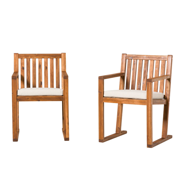 Dining Chairs Set of 2 Prenton Modern Slat Back Wood Stylish Outdoor Comfort for Your Patio - Brown