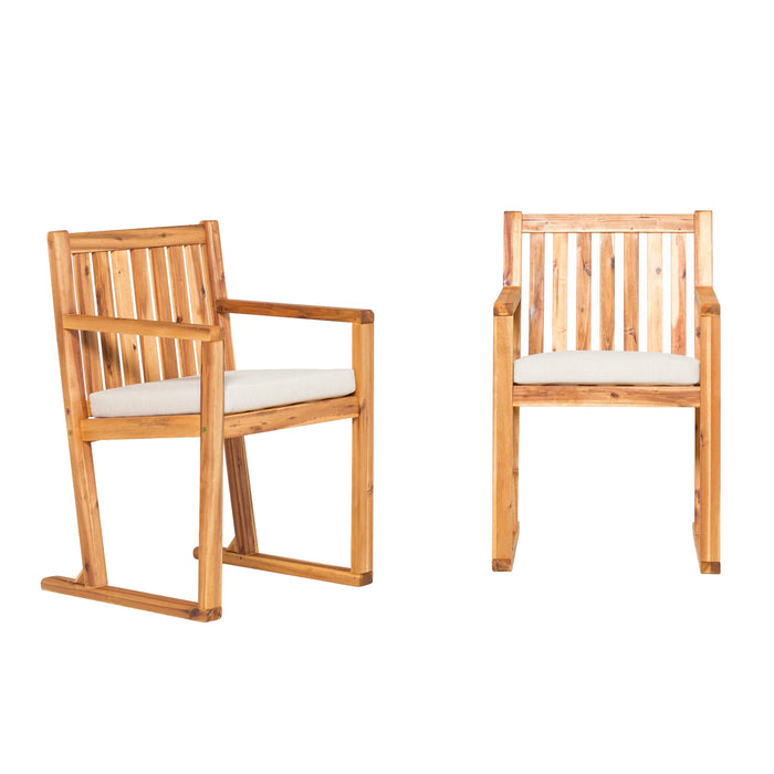 Dining Chairs Set of 2 Prenton Modern Slat Back Wood Stylish Outdoor Comfort for Your Patio - Brown