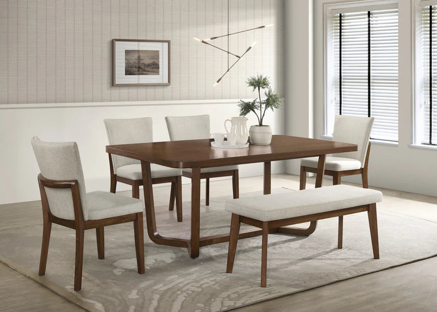 Salerno Beige/Brown Dining Set 6 pcs