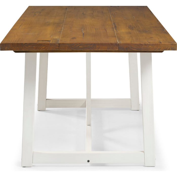 Solid Pine Wood 72" Trestle Dining Table Barnwood White Wash