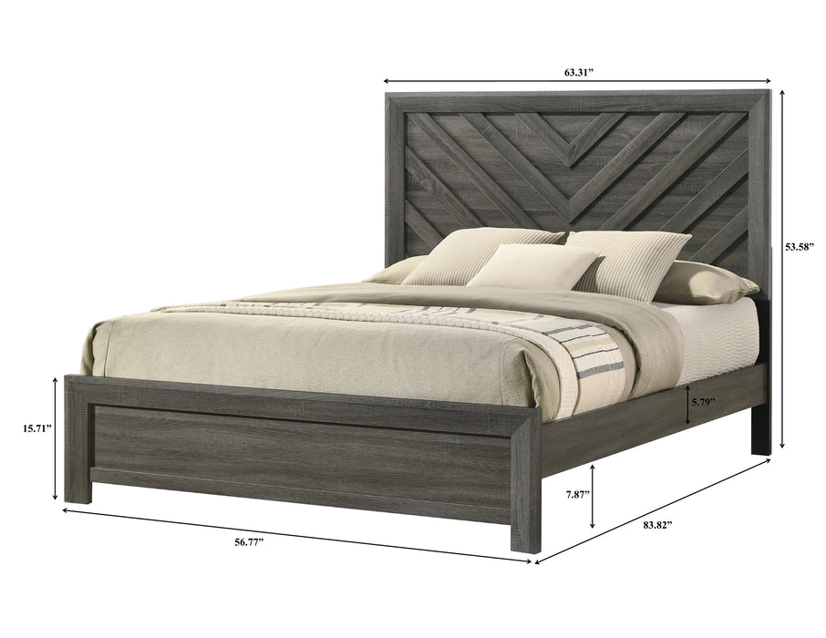 Brand New 5Pc Valor Grey Panel Bedroom Set