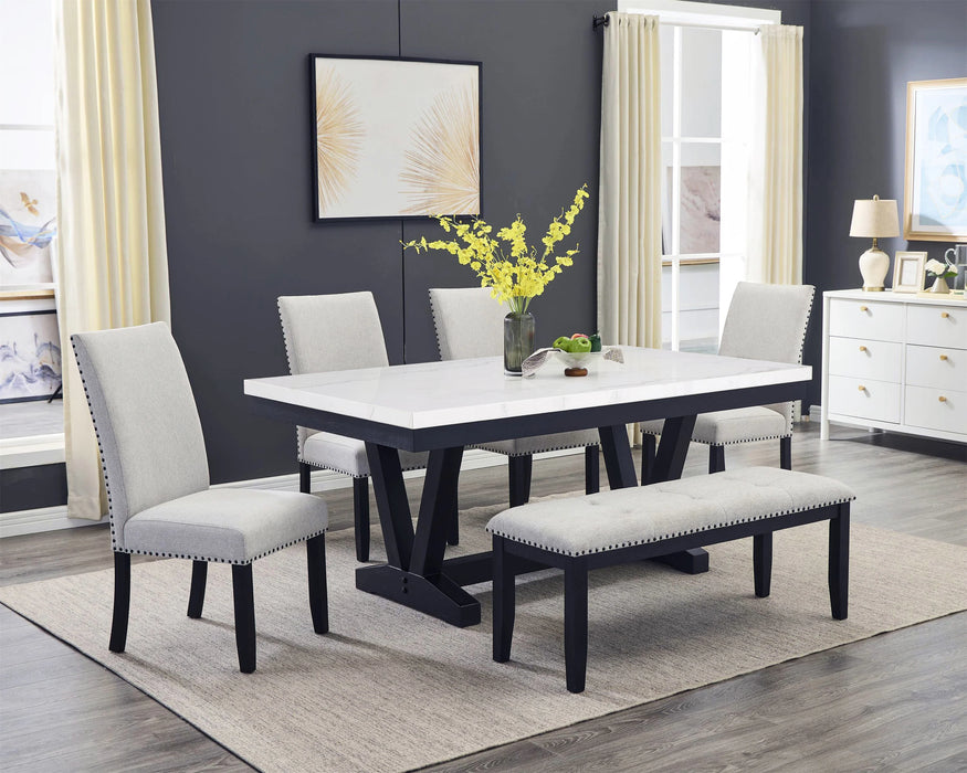 Vance Dove Faux Marble Dining Set