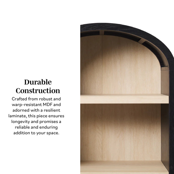 Modern Arched Bookshelf with Open Shelves, Black
