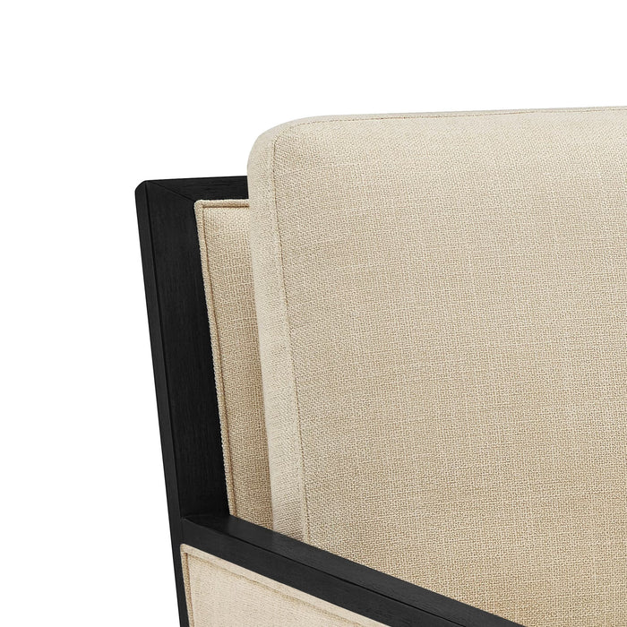 Linen Accent Chair, Espresso Wood