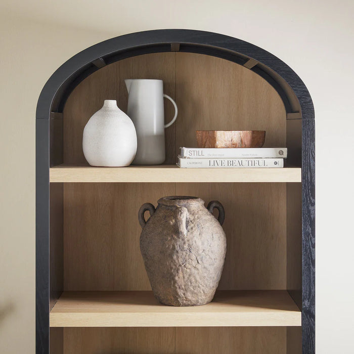 Modern Arched Bookshelf with Open Shelves, Black