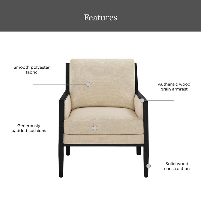 Linen Accent Chair, Espresso Wood