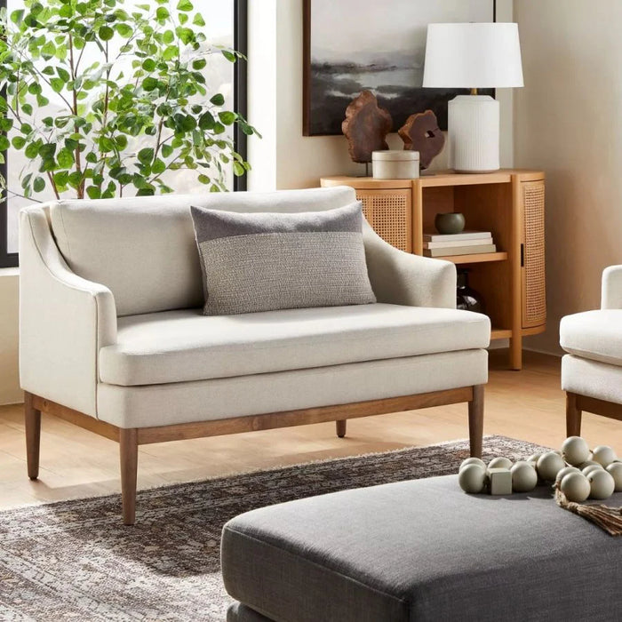 Howell Upholstered Loveseat with Wood Base Cream