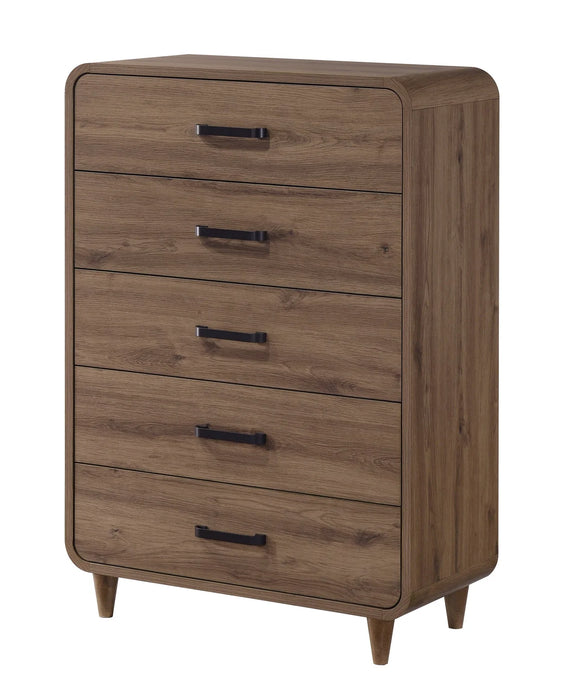 Brand New 5Pc Nyomi Light Brown Panel Bedroom Set
