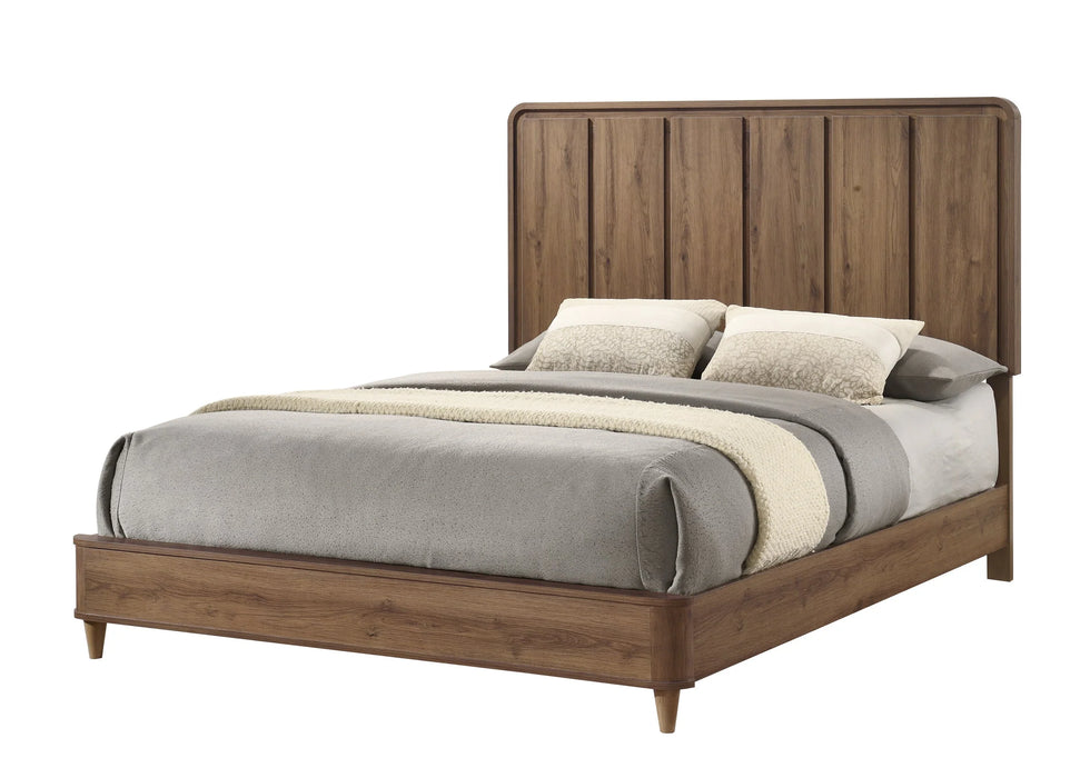 Brand New 5Pc Nyomi Light Brown Panel Bedroom Set