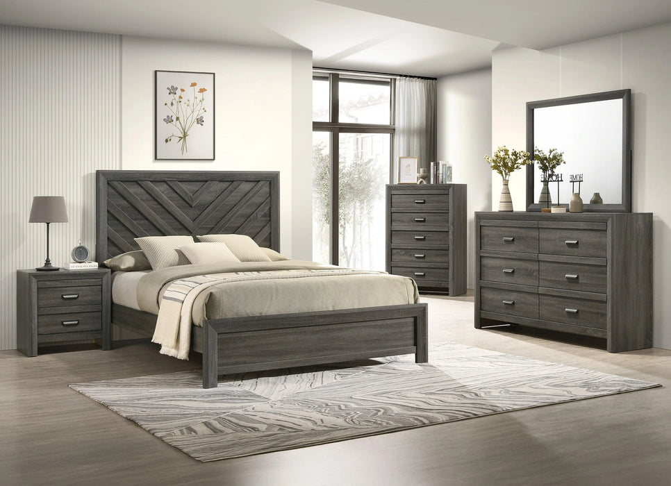 Brand New 5Pc Valor Grey Panel Bedroom Set